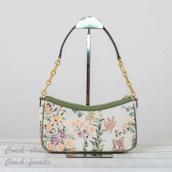 NWT Tory Burch 86558 T Monogram Brocade Shoulder Bag Crossbody in Winter Sage - Picture 5 of 10